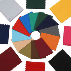 Colorful Oxford fabric swatches arranged in circular pattern with textured details