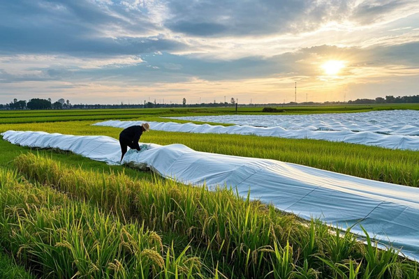 Crop frost protection covers shielding plants from cold weather and frost damage