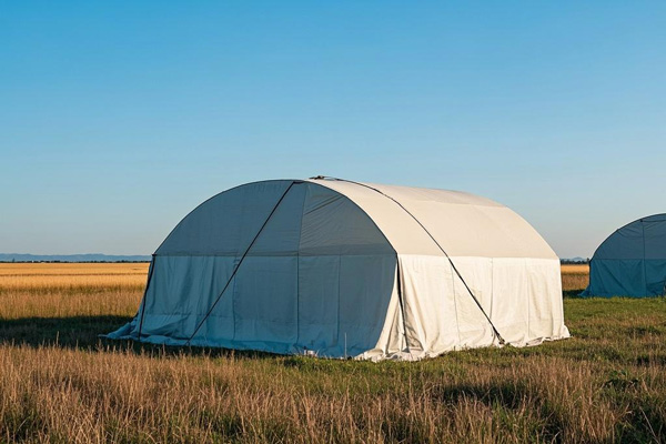 Grain storage cover tarps protecting harvested crops from moisture and pests