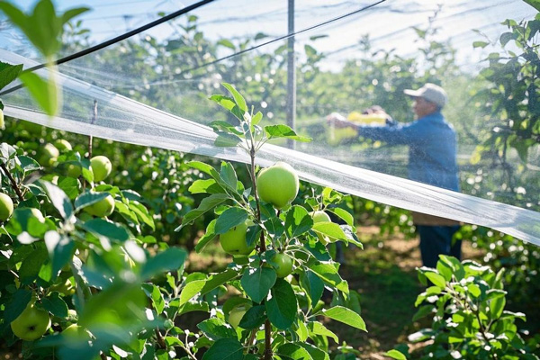 Orchard weed control fabric preventing weed growth while allowing water penetration