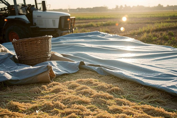 Crop temporary drying cover protecting harvested crops from rain
