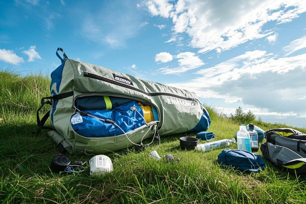 Waterproof storage bags for camping equipment like sleeping bags and clothing