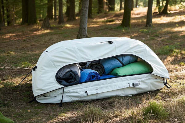 Oxford fabric storage covers for camping equipment including tents and sleeping bags