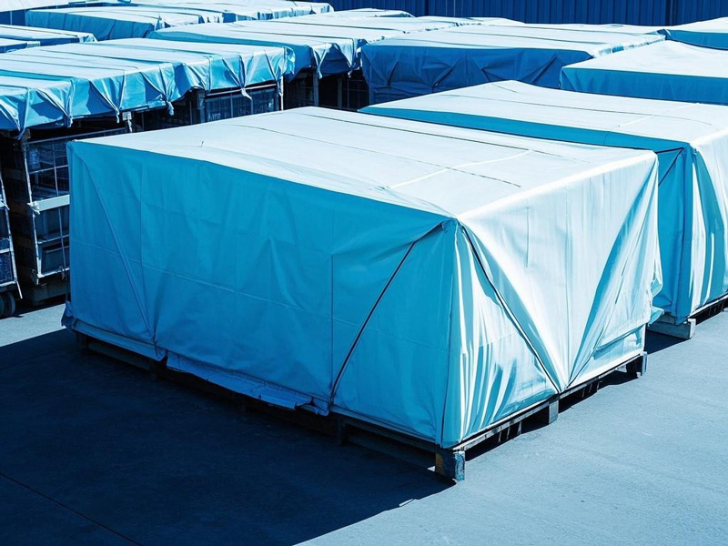 Logistics and warehouse storage covers protecting goods from weather elements