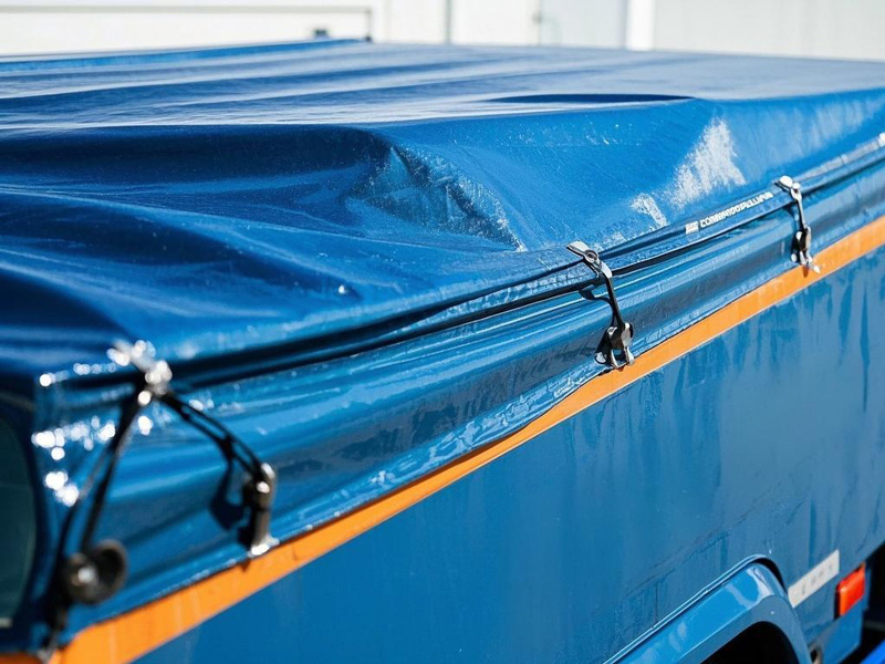 Deflector tarp material close-up