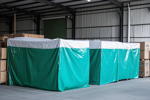 Tarp used as warehouse partition