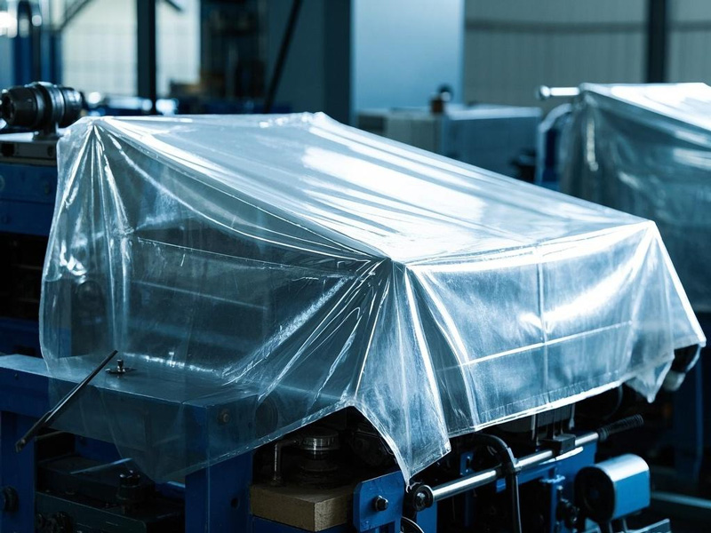 Heavy duty PVC cover protecting industrial machinery