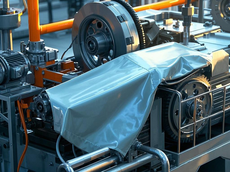 Machinery cover material detail showing durability