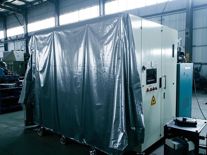 Machinery cover with access flap open