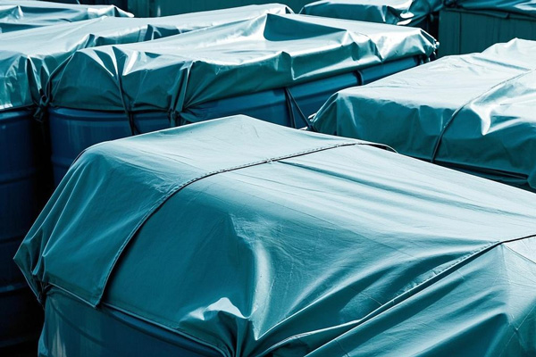Chemical storage tank with protective cover