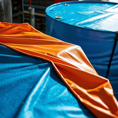Chemical-resistant cover over drum storage