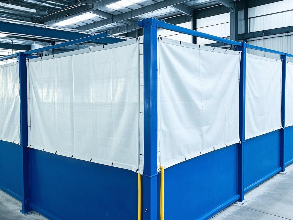 Sliding divider tarp for flexible workspace