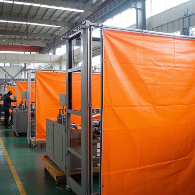 Sliding partition system in manufacturing facility