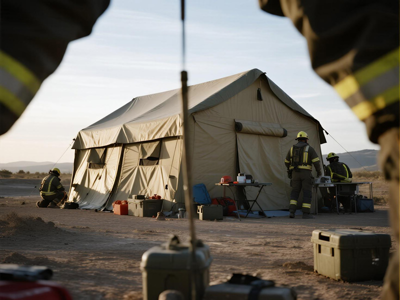 Rapid deployment of emergency shelter using PVC tarp