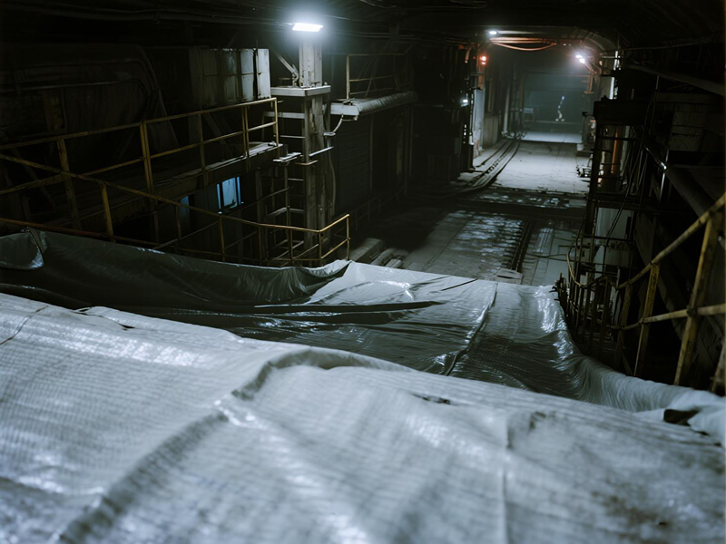 Waterproof tarp protecting tunnel worksite