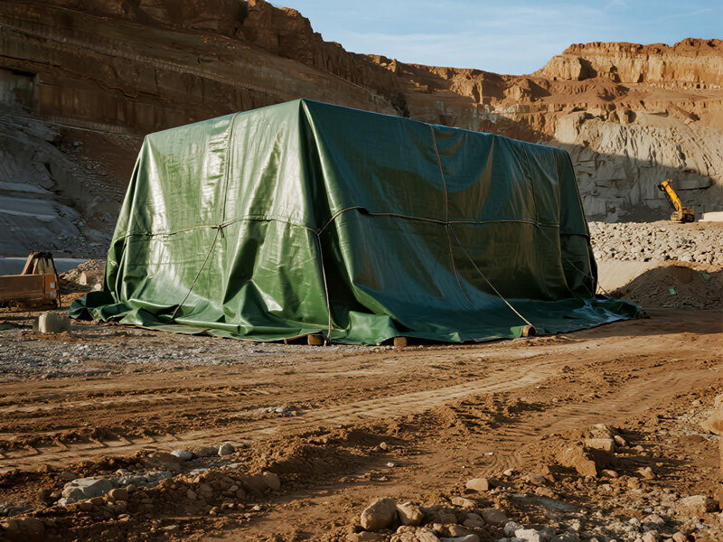 Abrasion resistant tarp covering mining materials