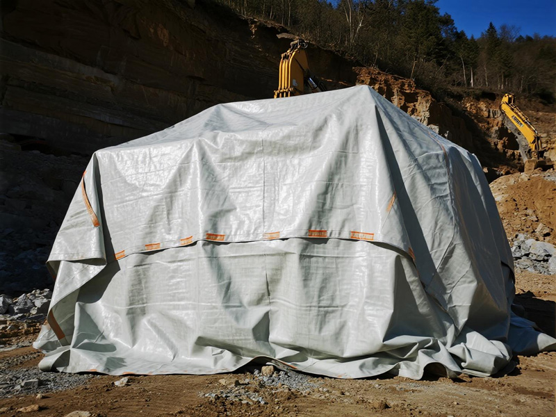 Mine tarp in harsh weather conditions