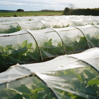 Detail of breathable fabric on crop cover