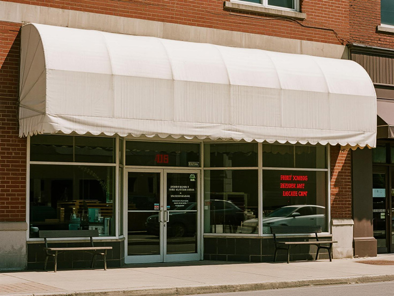 Close-up of awning fabric showing texture and water resistance