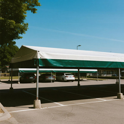 Close-up of shade cloth showing heat reduction effect on parked car