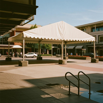 Detail view of shade cloth attachment to structural supports