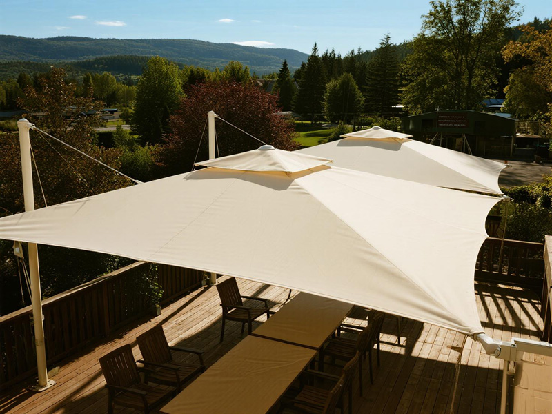 Custom pattern shade cloth in natural setting