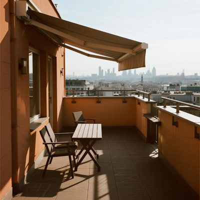 Patio rain curtains creating a dry area during rainfall