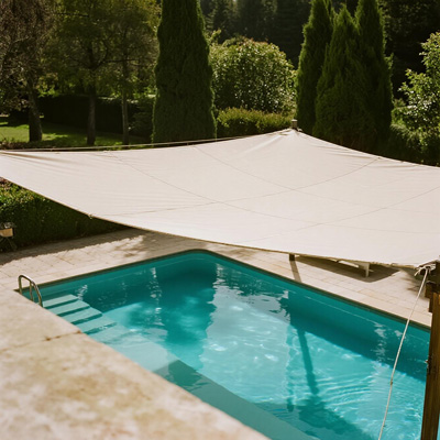 Retractable pool area rain cover system detail