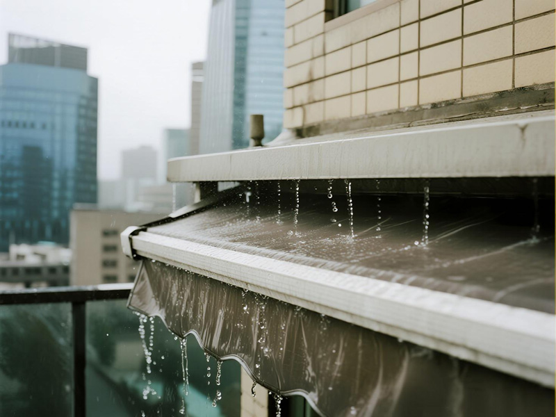 Close-up showing heat reflective layer of balcony cover