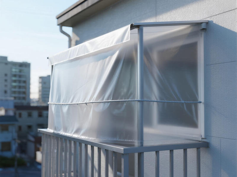 Balcony cover protecting against rainfall
