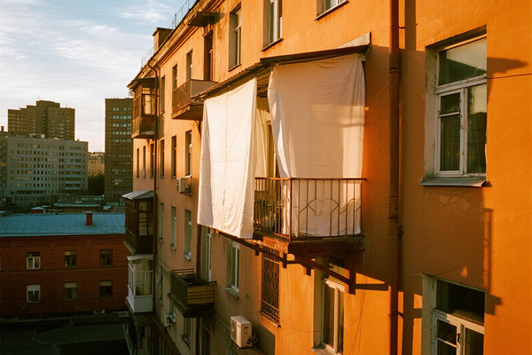 Residential apartment balcony with insulation rain cover