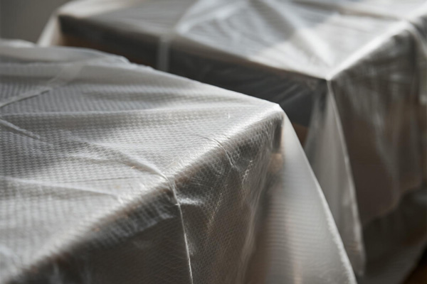 Covered furniture during home renovation work