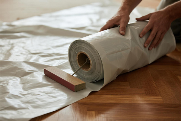 Furniture protected during floor refinishing