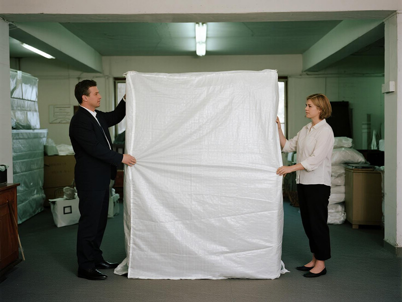 Furniture covered with moving dust sheets during home relocation