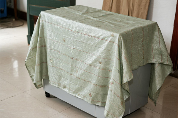 Seasonal clothing stored in closet with dust covers
