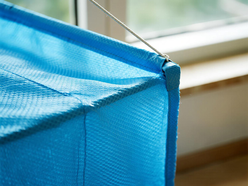 Close-up of emergency cover secured with tape and fasteners