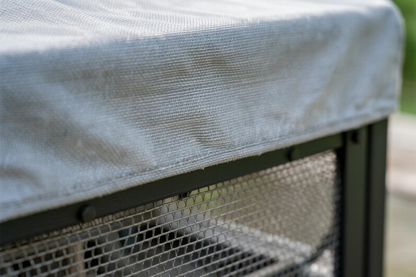 Outdoor heaters and fire pits with dust covers