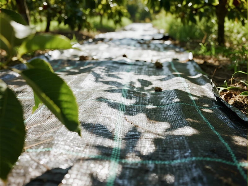 Close-up of mesh PE fabric showing weave structure