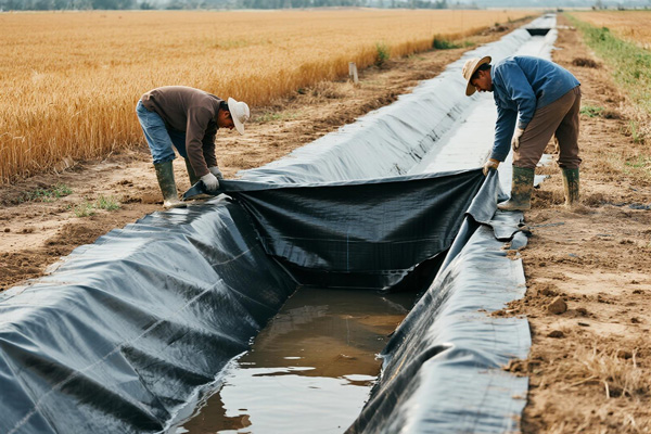 Field ditches with PE anti-leakage liner