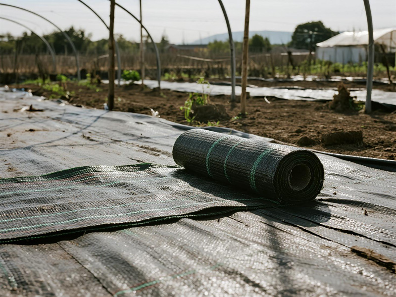 Greenhouse floor covered with moisture-proof cloth, creating a clean growing environment