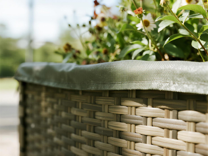 Adjustable fastening system on planter rain cover