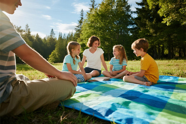 Medium picnic blanket (180x200cm) in stripe pattern