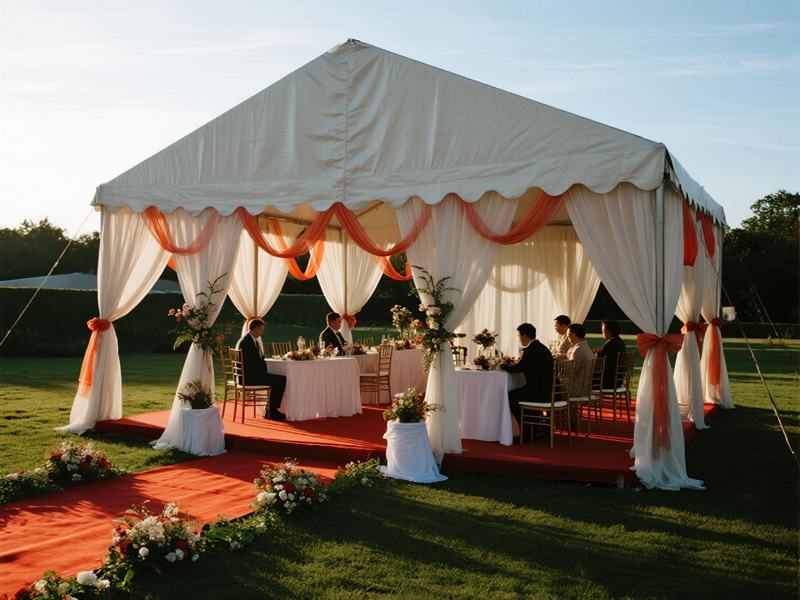 Wedding cover installation close-up