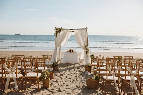 Beach wedding with protective cover