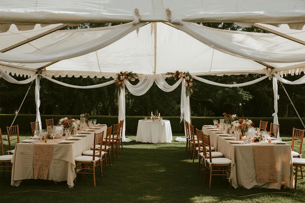 Rooftop wedding reception with cover