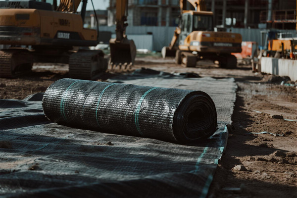 Equipment access routes on construction site with temporary path cloth