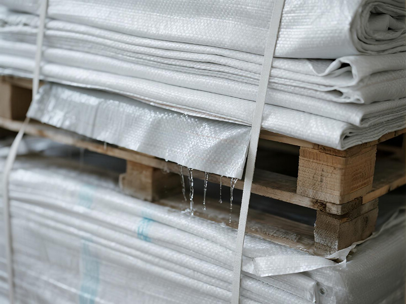Close-up of moisture-proof cloth under pallet