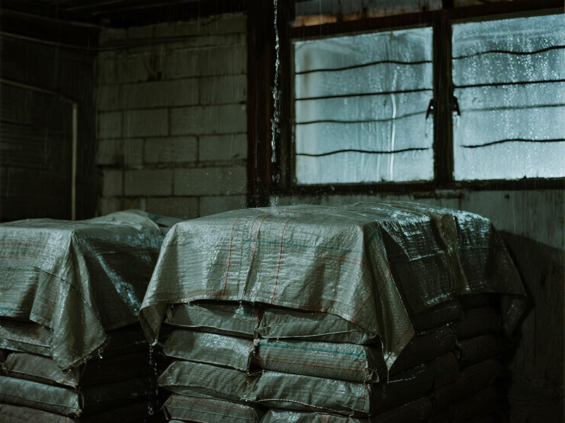 Warehouse with multiple pallets using moisture barrier cloth