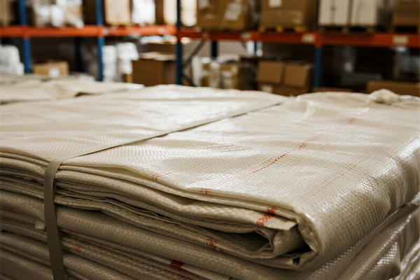 Moisture-proof cloth under palletized food products in warehouse