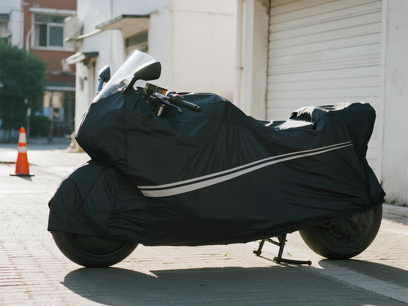 Close-up of Oxford fabric motorcycle cover showing texture